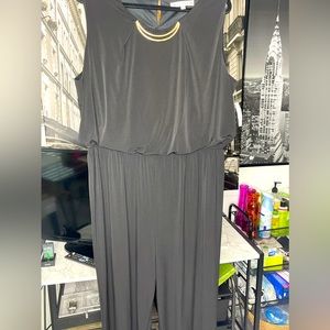 Sleeveless Romper with Gold Neck Embellishment